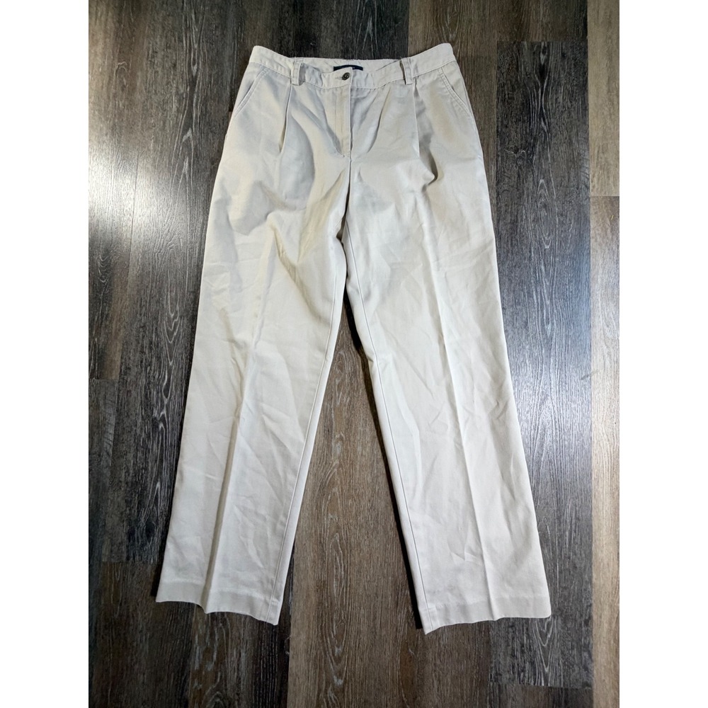 Liz Claiborne Kylie Trousers Women 12 Beige Pleated High Rise Khaki Pants